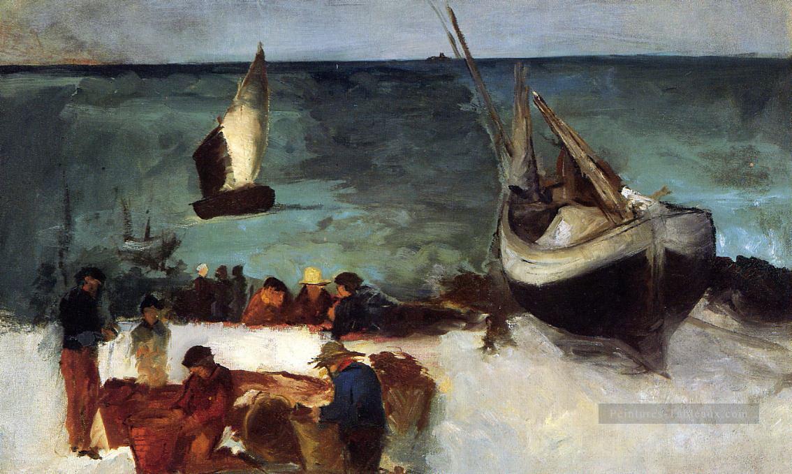Paysage marin à Berck Bateaux de pêche et pêcheurs Édouard Manet Peintures à l'huile